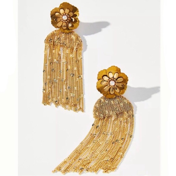 Anthropologie Jewelry - NWT Anthropologie Fringed Floral Drop Earrings
